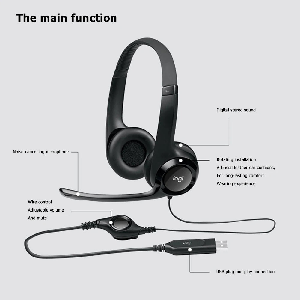 Logitech H390 Computer Headphones Hands-free Gaming Headset