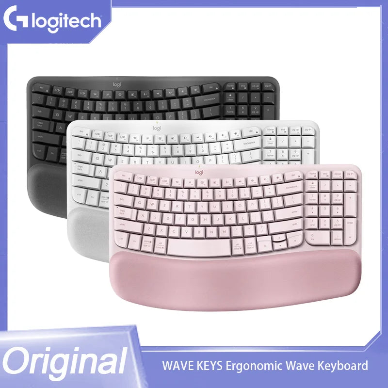 Logitech Wave Keys Wireless Bluetooth Ergonomic Wave Keyboard Logi Lift Logi Lift Ergonomic Vertical Mouse Combos Set