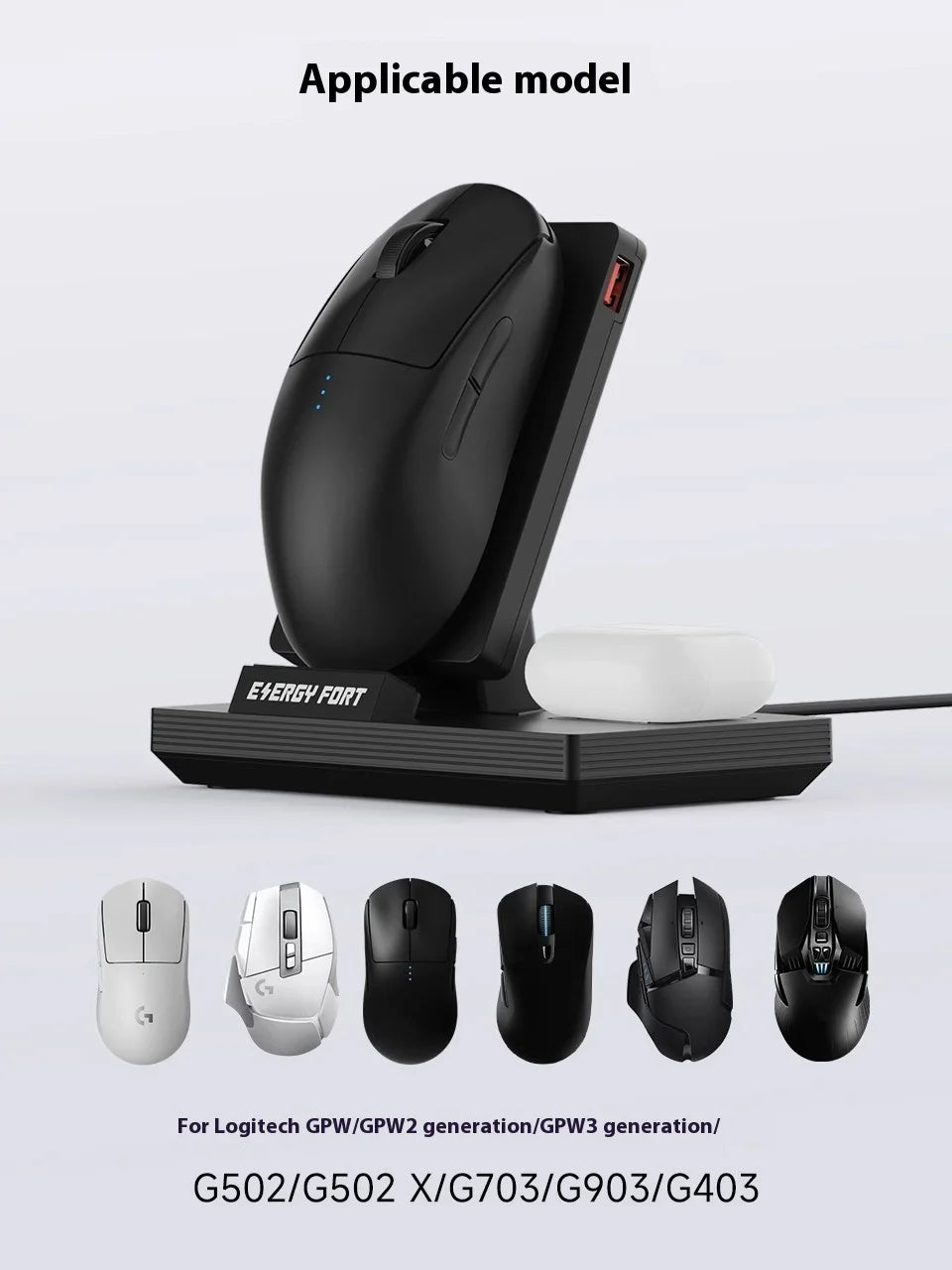 Logitech Gpw/2/3 Generation/G502 X/G903 Wireless Mouse Charging