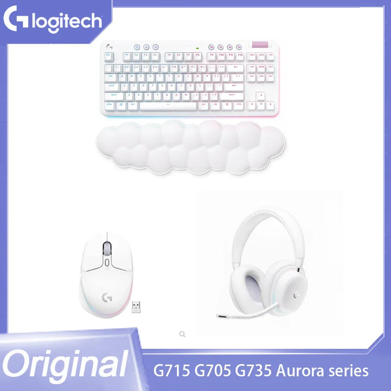 Original Logitech G715 G705 Aurora Series 87keys Wireless Mechanical Keyboard Mouse Combos Set G735 Wireless Bluetooth Headset