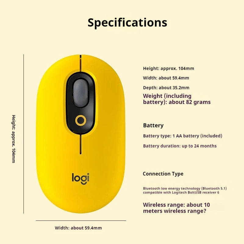 Logitech Pop Mouse Bluetooth Wireless Mouse For Laptop Office Pop Mouse With Receiver Kuromi Melody Cinnamoroll  Wireless Mouse