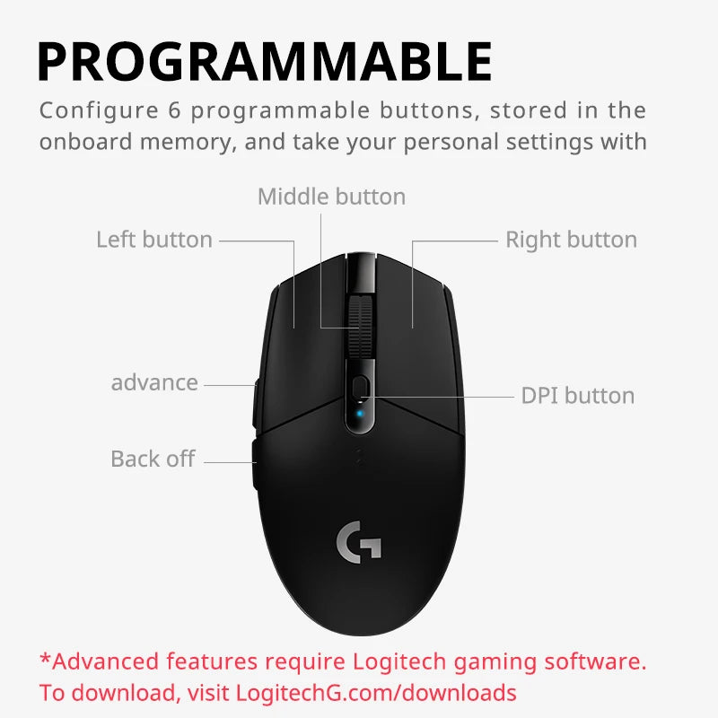 Logitech G304 6 Programmable Buttons Sensor 12000dpi Gaming Wireless Mouse