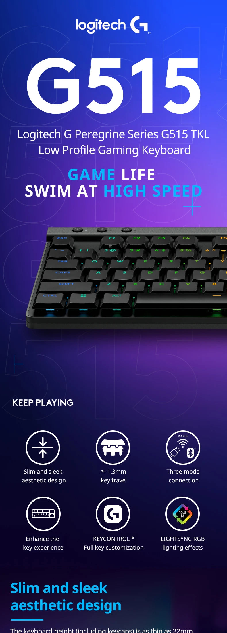 Logitech G515 TKL Gaming Keyboard Wireless