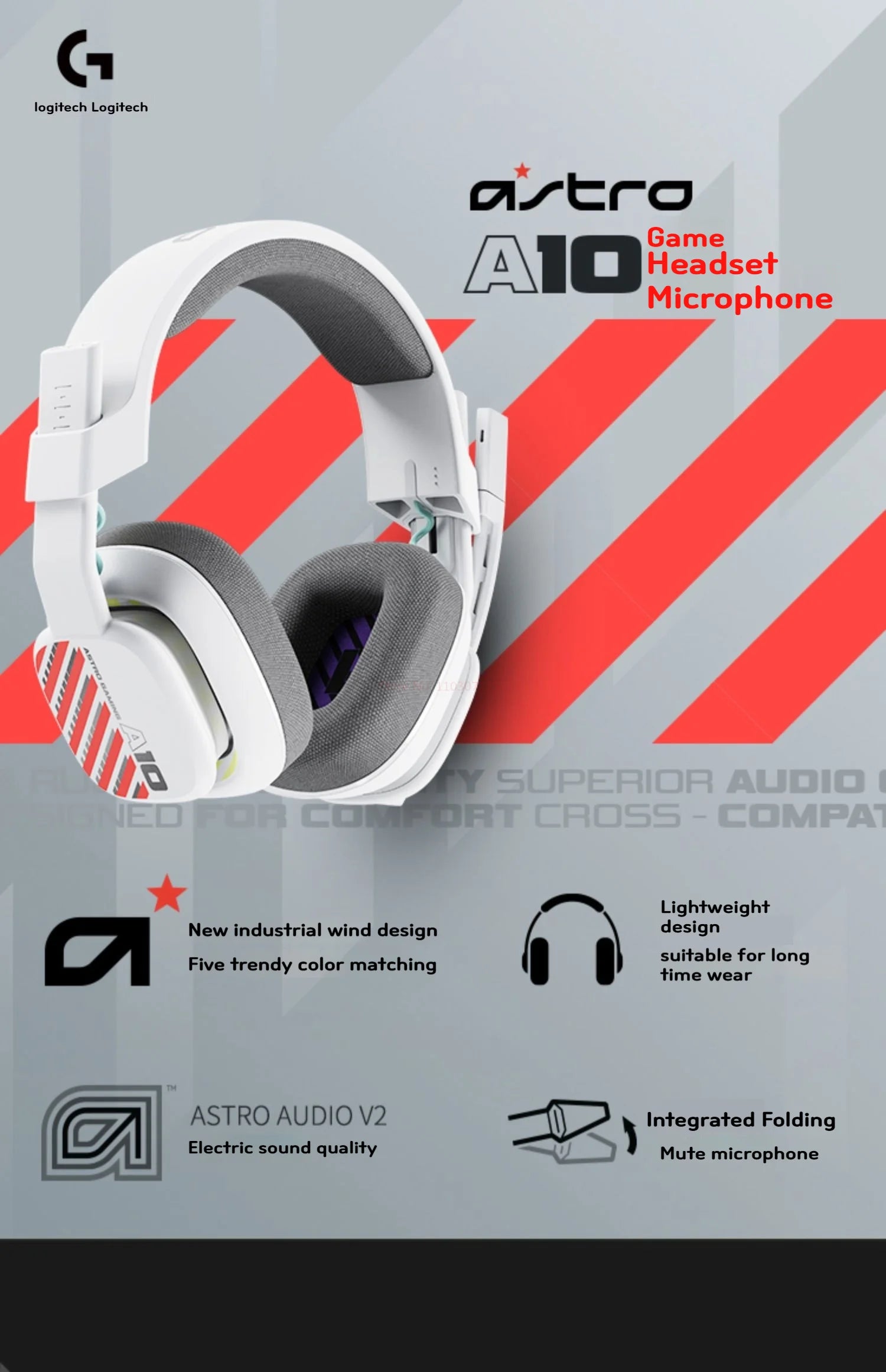 Logitech G Astro A10 Second-Generation Esports Wired Headphone Noise Reduction