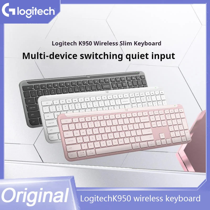 Logitech K950 Wireless Keyboard Bluetooth Ultra-thin Dual-mode Keyboard For Mobile Phone Laptop Mac K950 Wireless Slim Keyboard