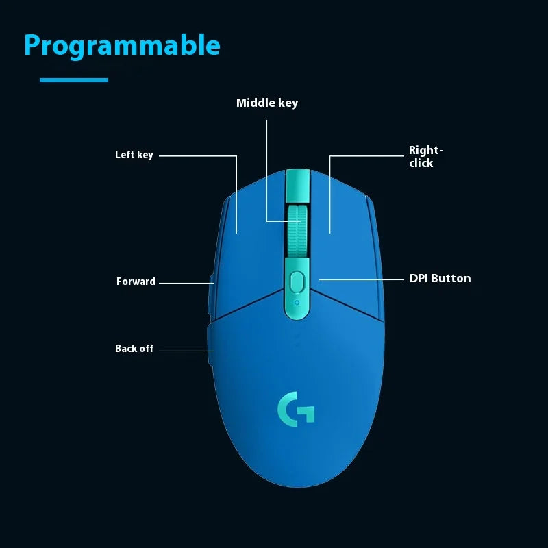 Logitech G304 LIGHT SPEED Gaming Mouse PUBG Lightweight Portable Mouse Programming Blue Wireless Gaming Mouse Combos