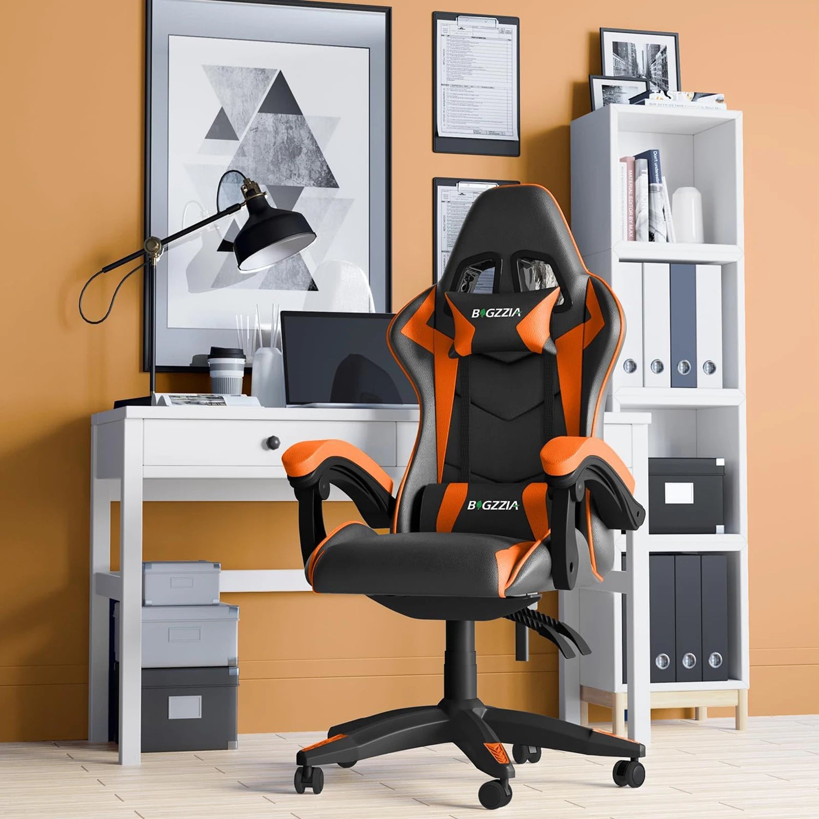 Computer Gaming Chair Ergonomic PU Leather with Lumbar Support