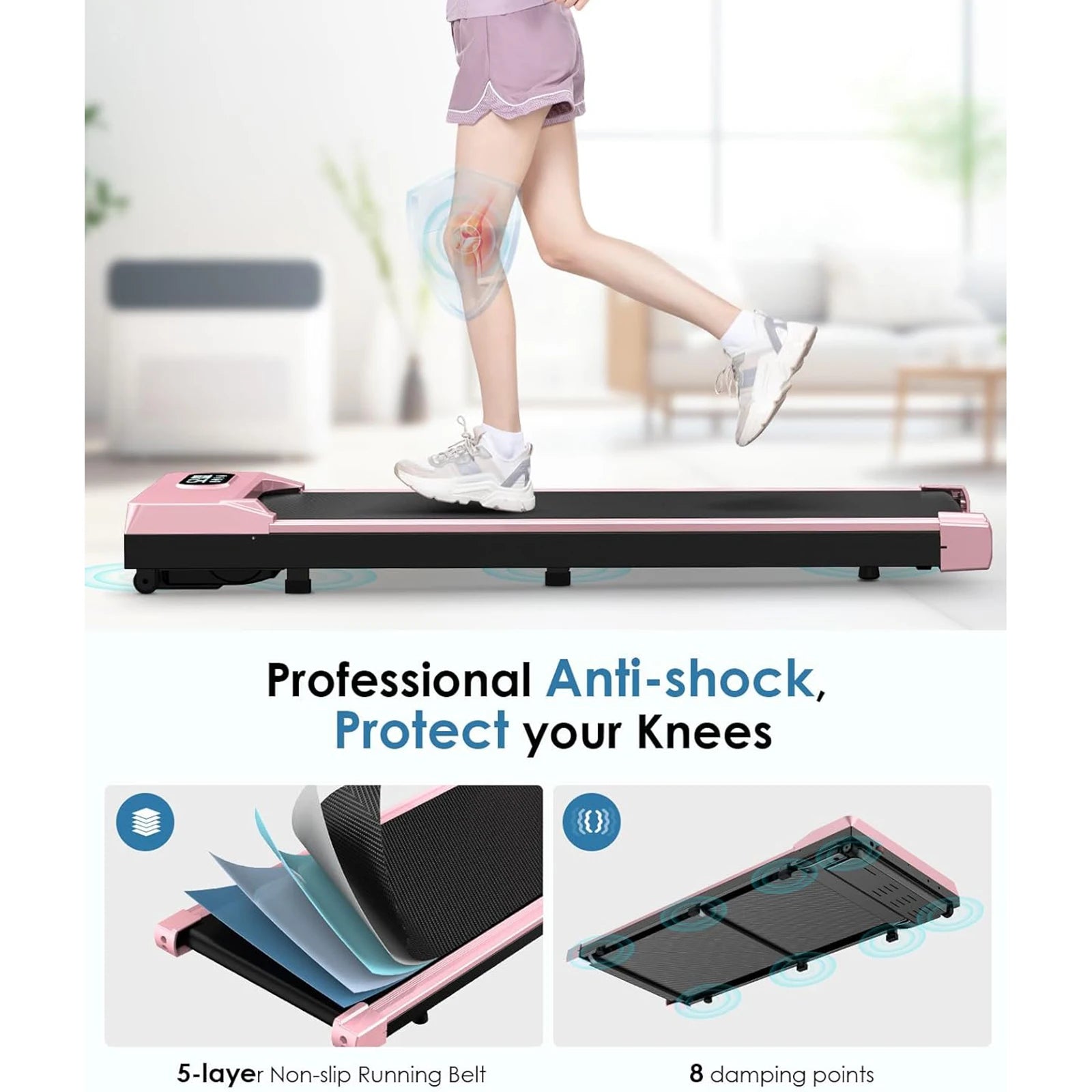 Treadmill 5MPH Mini Portable for Home Quiet & Lightweight Flat